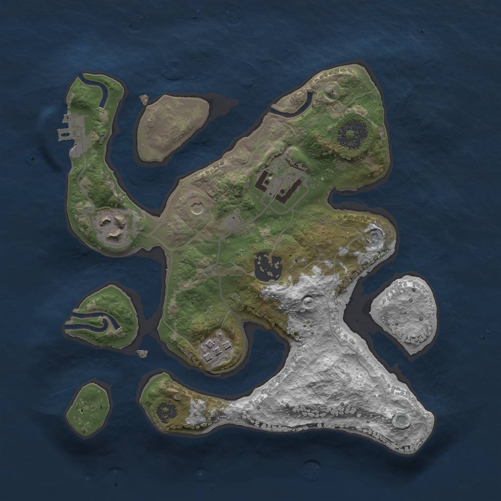 Rust Map: Procedural Map, Size: 2500, Seed: 11721, 8 Monuments
