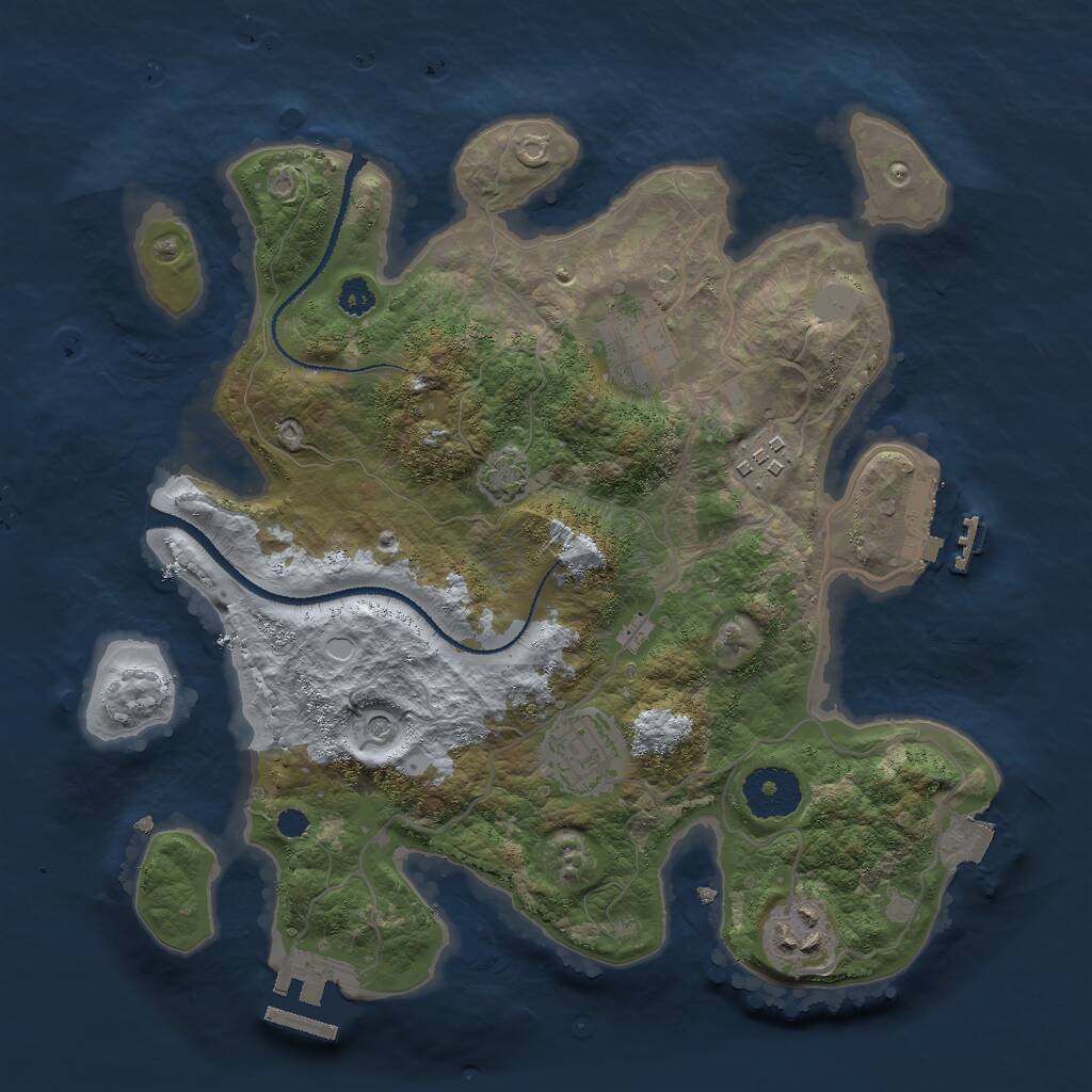 Rust Map: Procedural Map, Size: 3000, Seed: 45433312, 9 Monuments