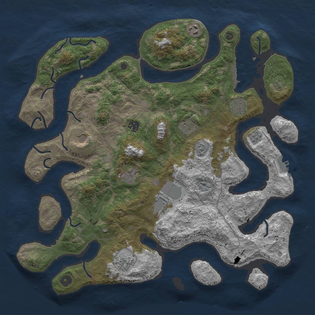 Rust Map: Procedural Map, Size: 4250, Seed: 308224, 14 Monuments