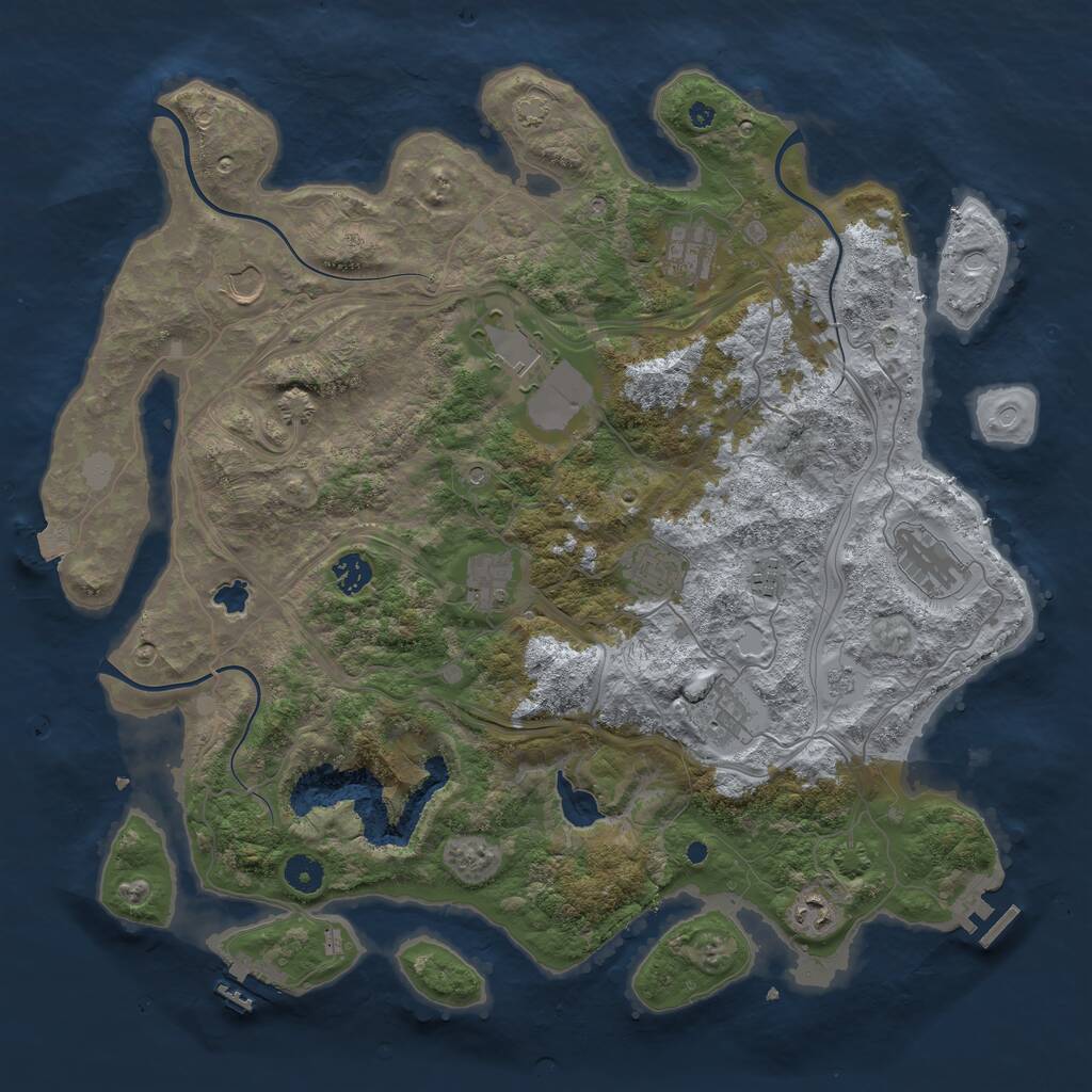 Rust Map: Procedural Map, Size: 4250, Seed: 827987, 16 Monuments