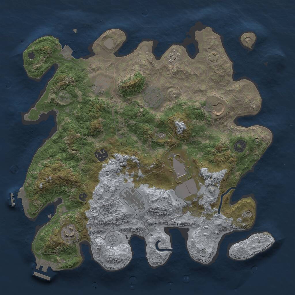 Rust Map: Procedural Map, Size: 3500, Seed: 70463364, 14 Monuments