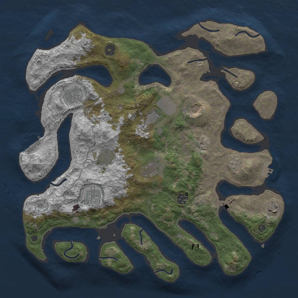 Rust Map: Procedural Map, Size: 4000, Seed: 770810, 14 Monuments