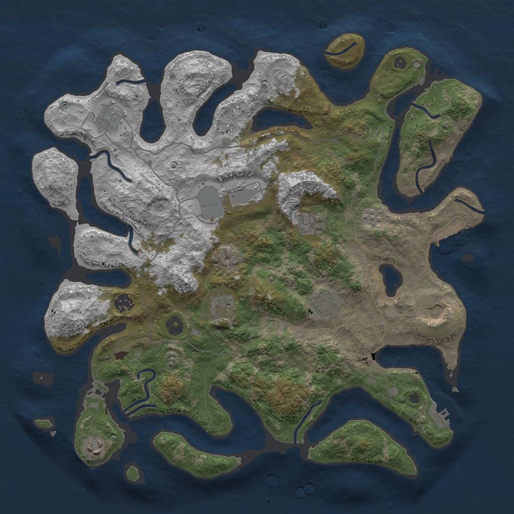 Rust Map: Procedural Map, Size: 4250, Seed: 488493, 14 Monuments