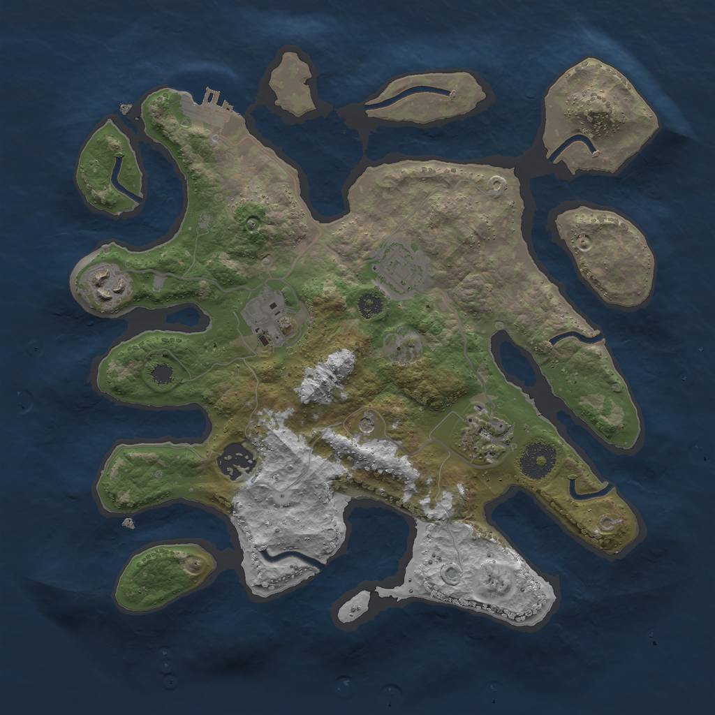 Rust Map: Procedural Map, Size: 3000, Seed: 980142916, 9 Monuments