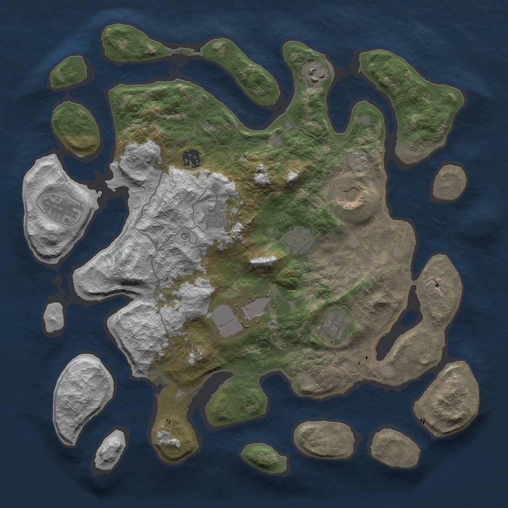 Rust Map: Barren, Size: 4100, Seed: 31, 12 Monuments