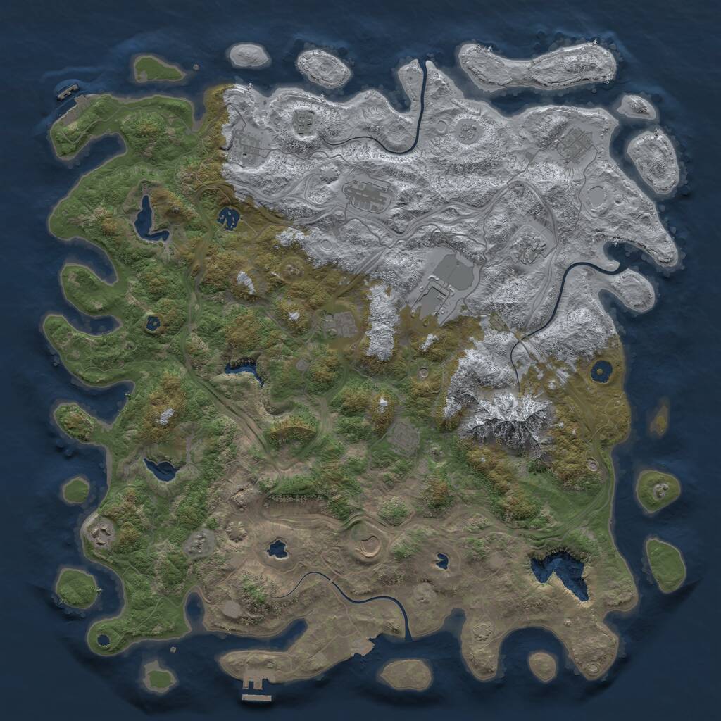 Rust Map: Procedural Map, Size: 5000, Seed: 864544637, 17 Monuments
