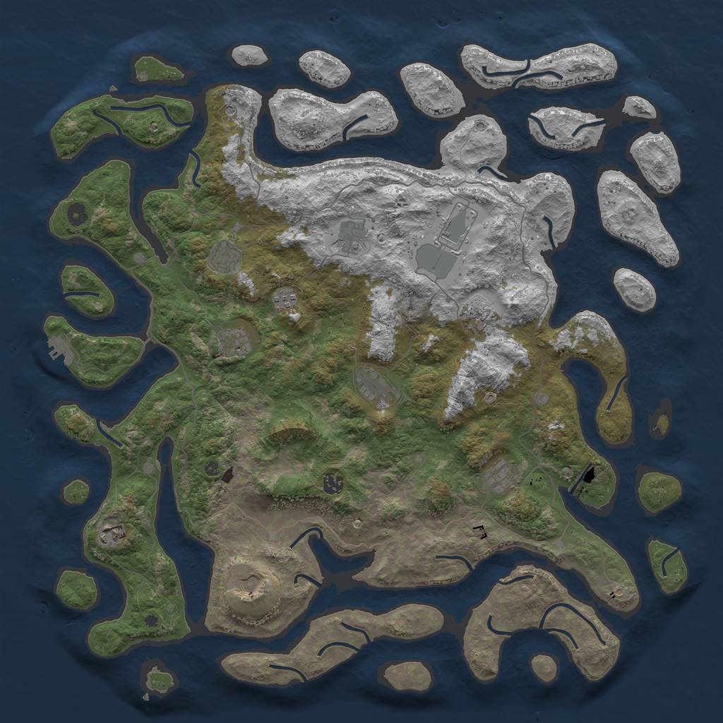 Rust Map: Procedural Map, Size: 5000, Seed: 864544637, 15 Monuments