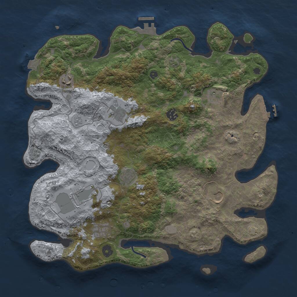 Rust Map: Procedural Map, Size: 3850, Seed: 658367974, 15 Monuments