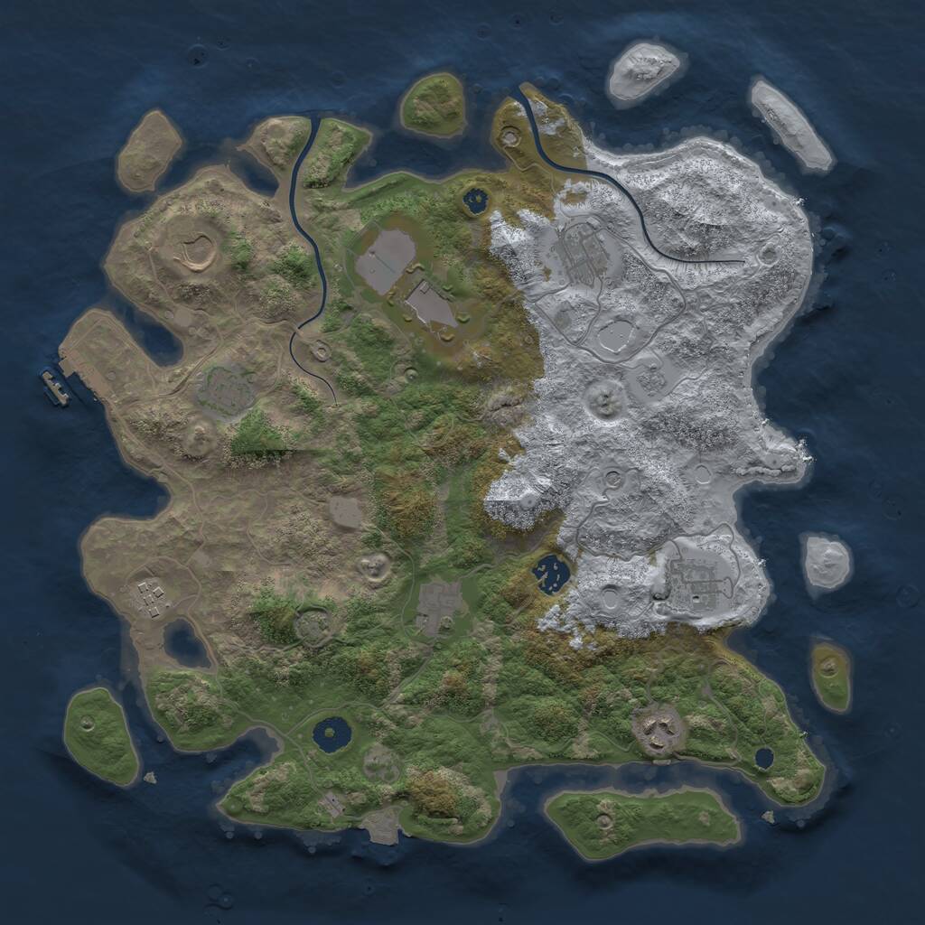 Rust Map: Procedural Map, Size: 3850, Seed: 730854701, 14 Monuments