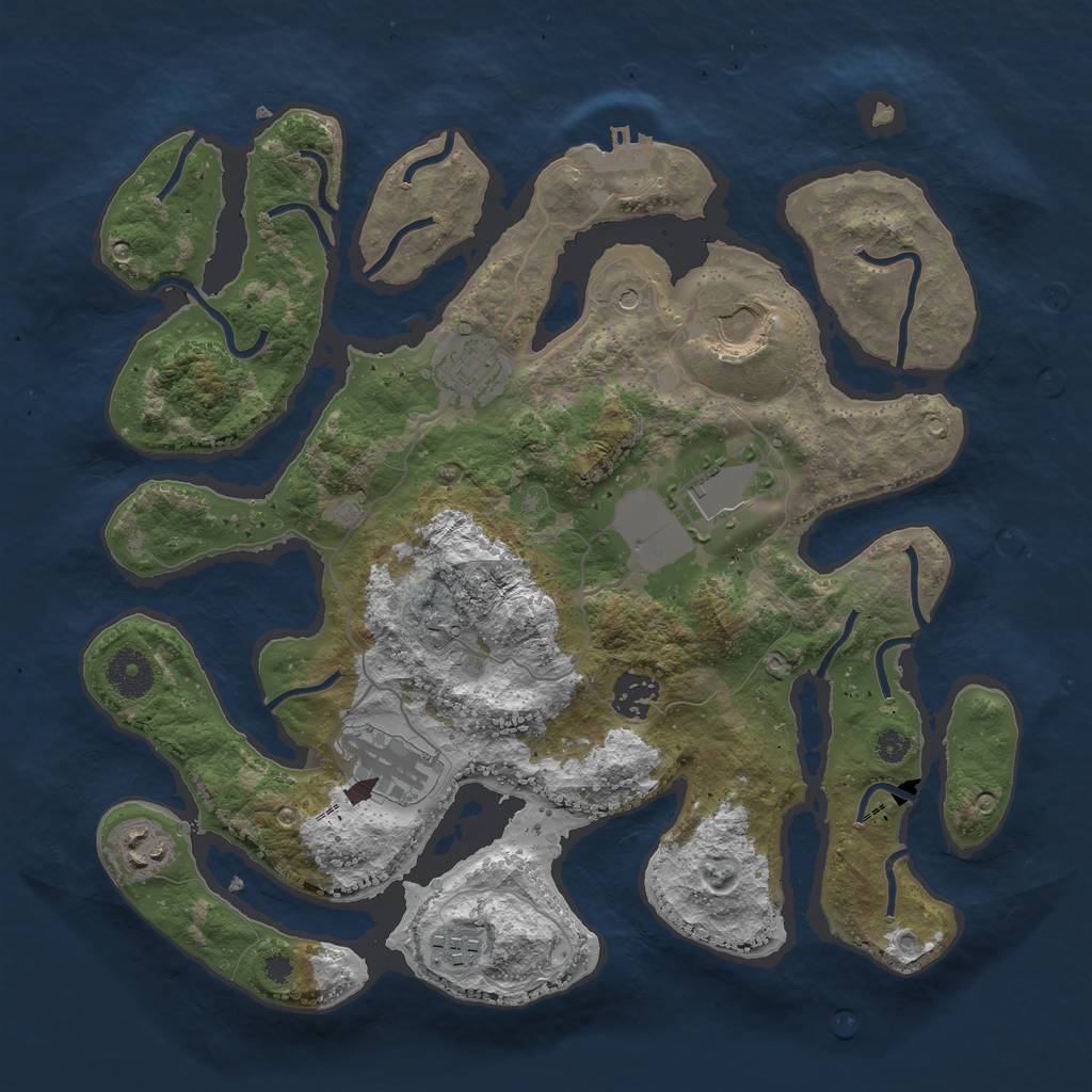 Rust Map: Procedural Map, Size: 3500, Seed: 1727946519, 11 Monuments