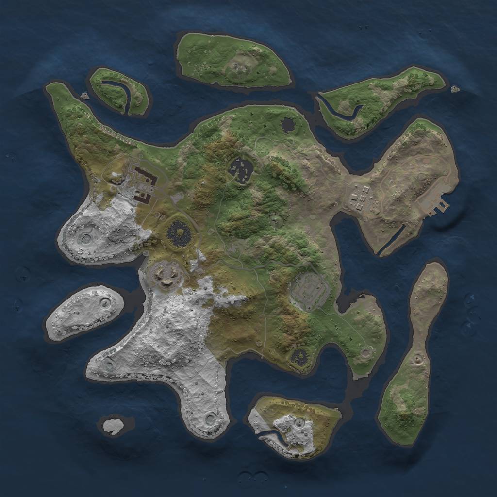 Rust Map: Procedural Map, Size: 3000, Seed: 420368427, 9 Monuments