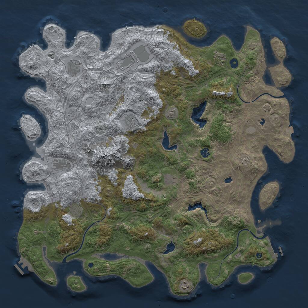 Rust Map: Procedural Map, Size: 5000, Seed: 989, 16 Monuments