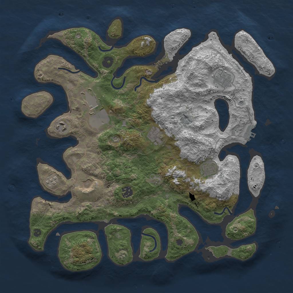 Rust Map: Procedural Map, Size: 3850, Seed: 91732660, 12 Monuments