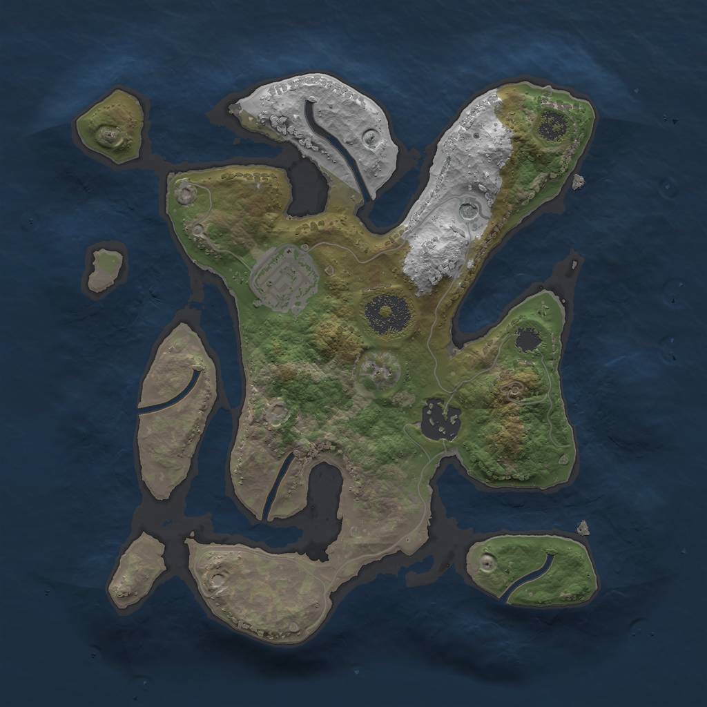 Rust Map: Procedural Map, Size: 2500, Seed: 4050, 5 Monuments