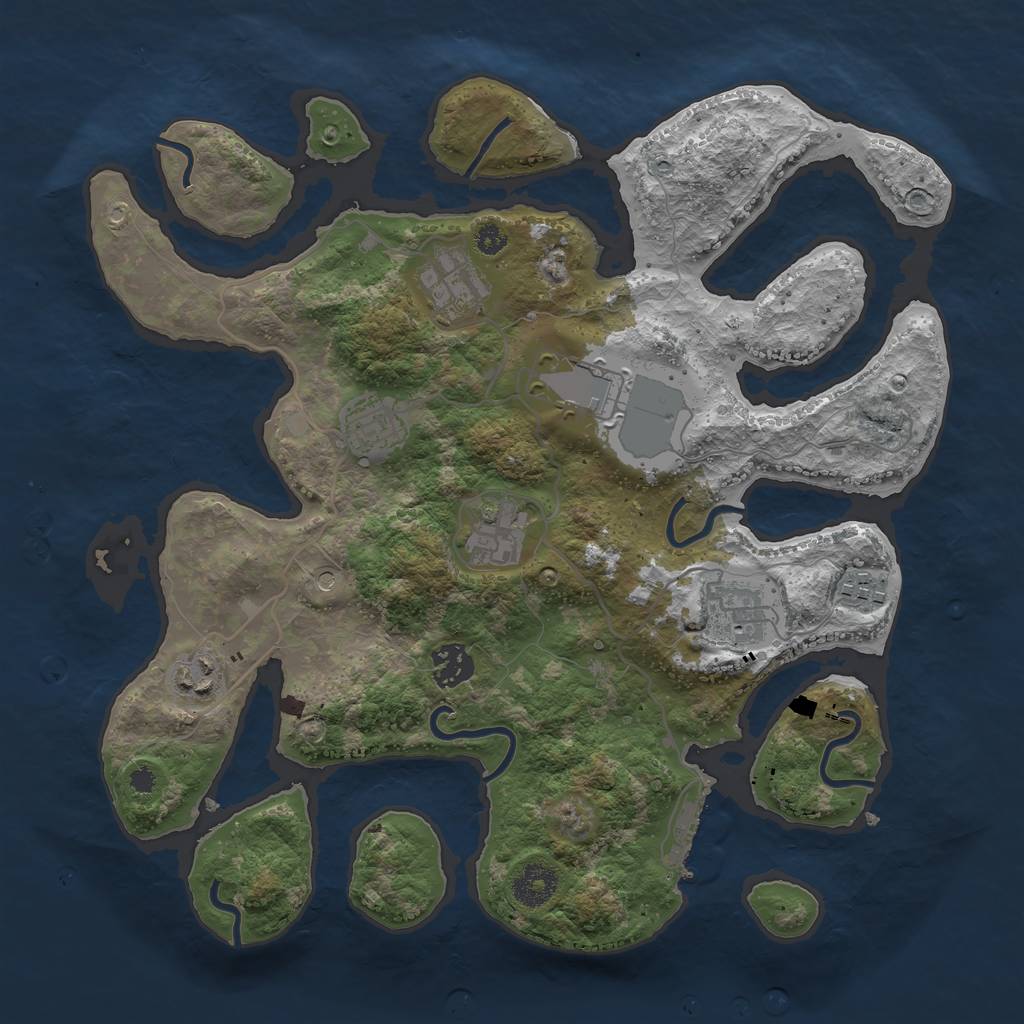 Rust Map: Procedural Map, Size: 3500, Seed: 113356838, 12 Monuments