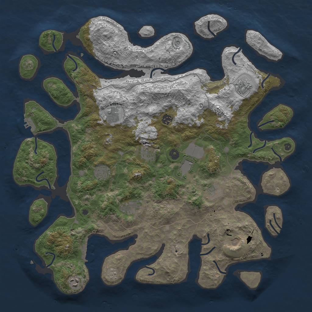 Rust Map: Procedural Map, Size: 4550, Seed: 1, 16 Monuments