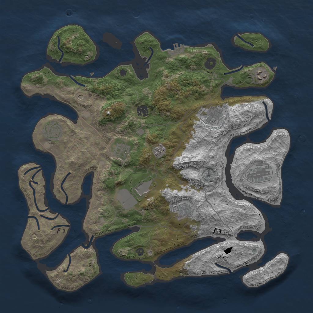 Rust Map: Procedural Map, Size: 4000, Seed: 592341072, 13 Monuments