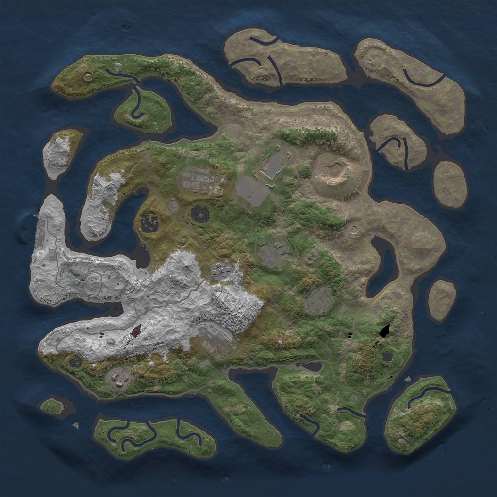 Rust Map: Procedural Map, Size: 4000, Seed: 845745, 13 Monuments