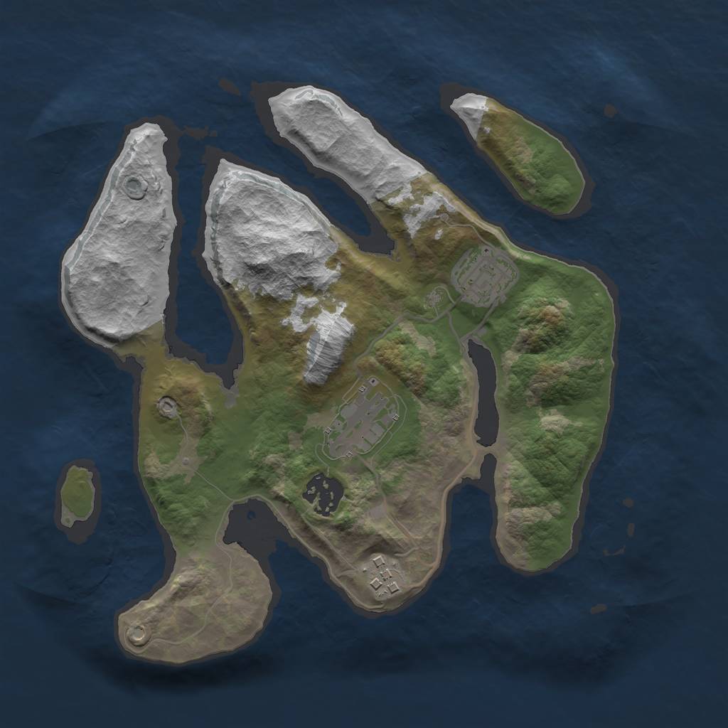 Rust Map: Barren, Size: 2750, Seed: 2134512, 6 Monuments