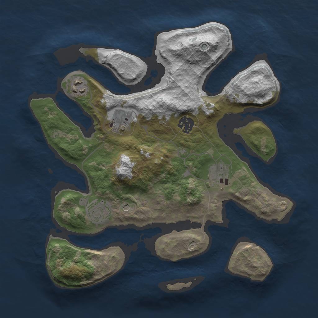 Rust Map: Barren, Size: 3000, Seed: 222846853, 8 Monuments