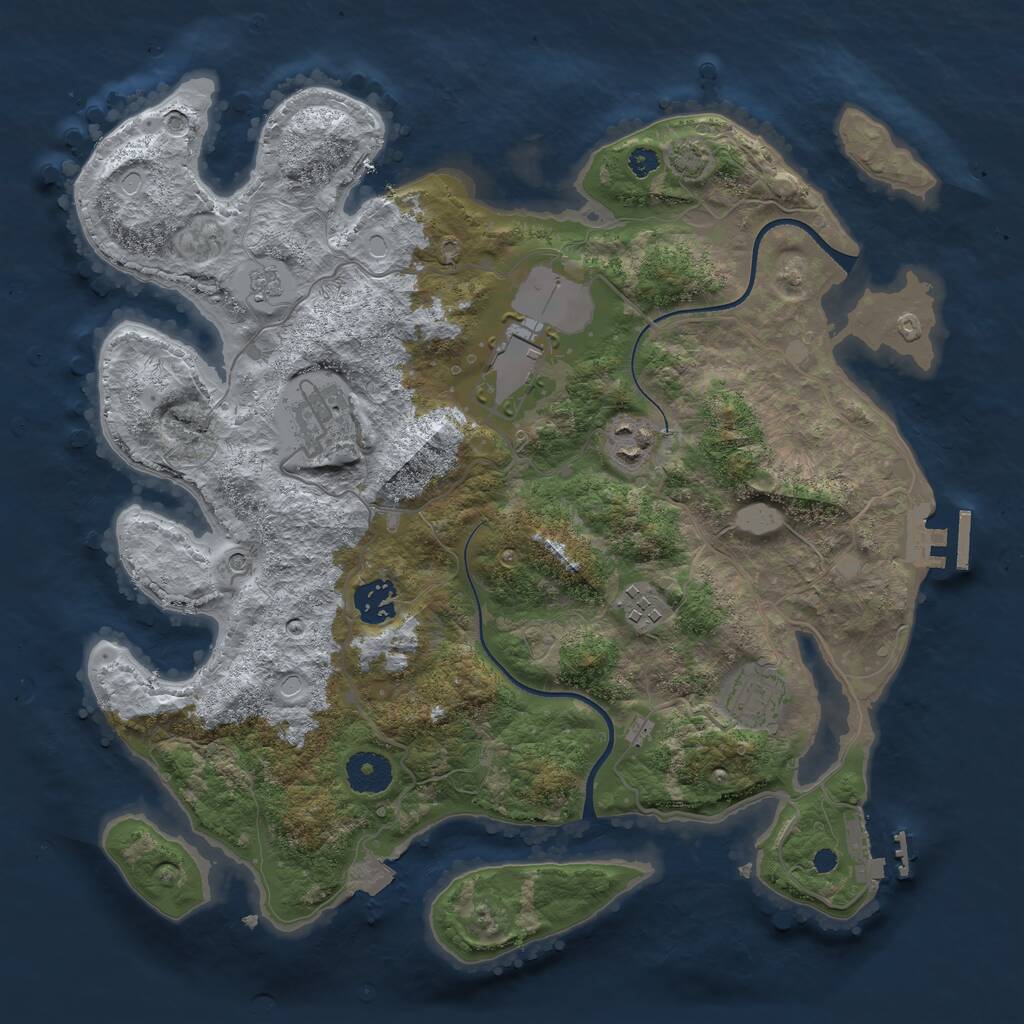 Rust Map: Procedural Map, Size: 3500, Seed: 1648386517, 12 Monuments