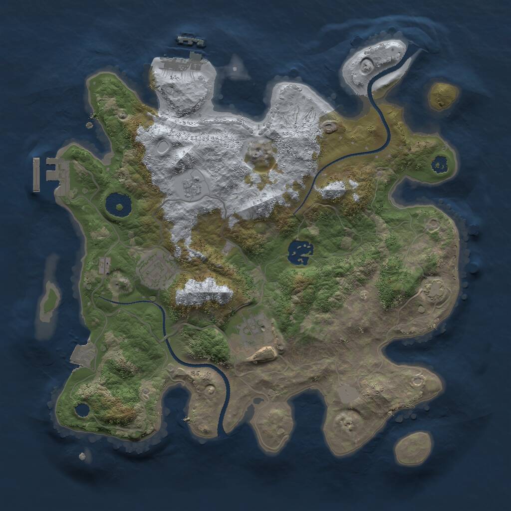 Rust Map: Procedural Map, Size: 3000, Seed: 442050, 8 Monuments