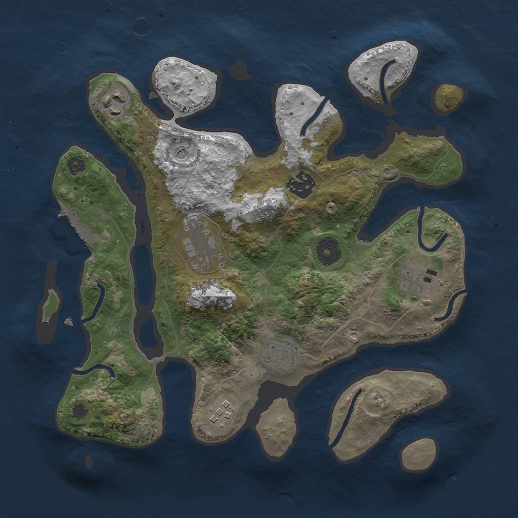 Rust Map: Procedural Map, Size: 3000, Seed: 442050, 10 Monuments