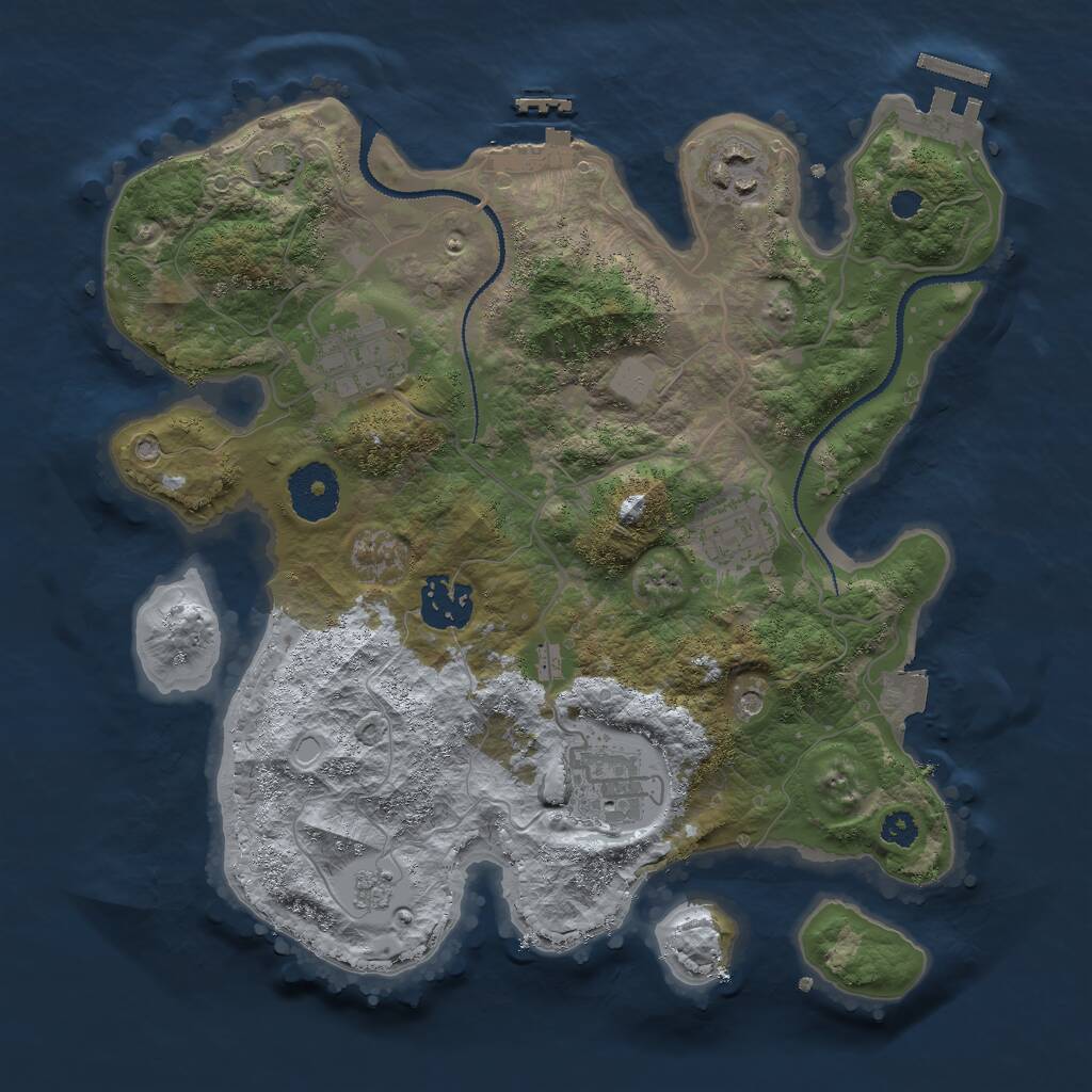 Rust Map: Procedural Map, Size: 3000, Seed: 847627649, 11 Monuments