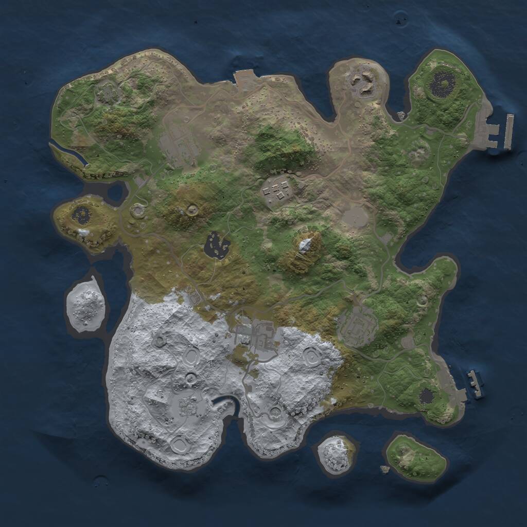 Rust Map: Procedural Map, Size: 3000, Seed: 847627649, 12 Monuments