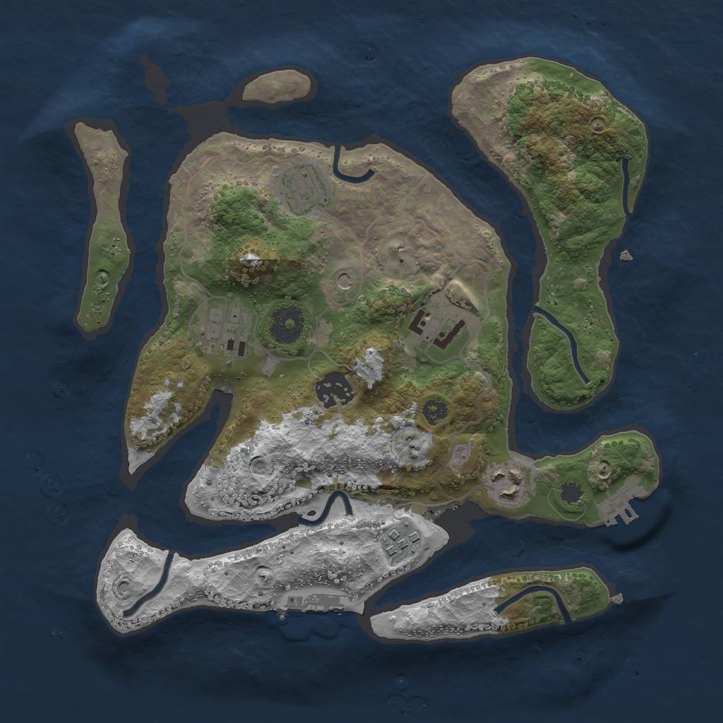 Rust Map: Procedural Map, Size: 3000, Seed: 123444, 11 Monuments