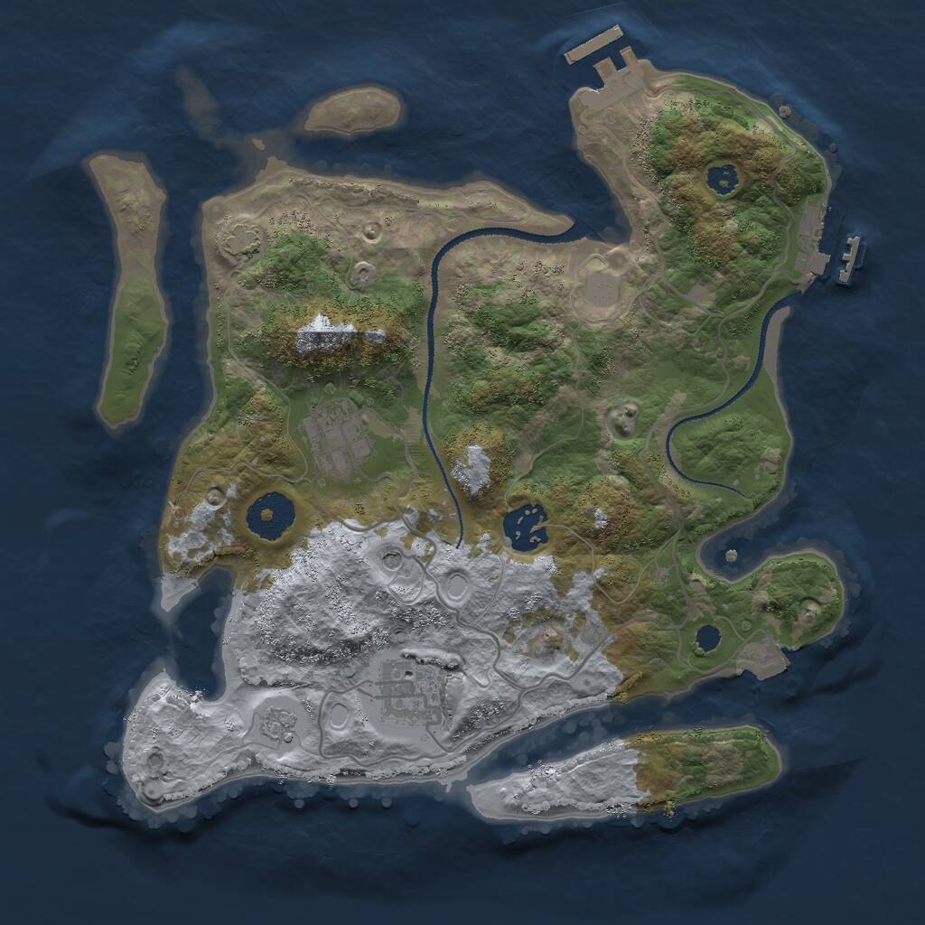 Rust Map: Procedural Map, Size: 3000, Seed: 123444, 9 Monuments