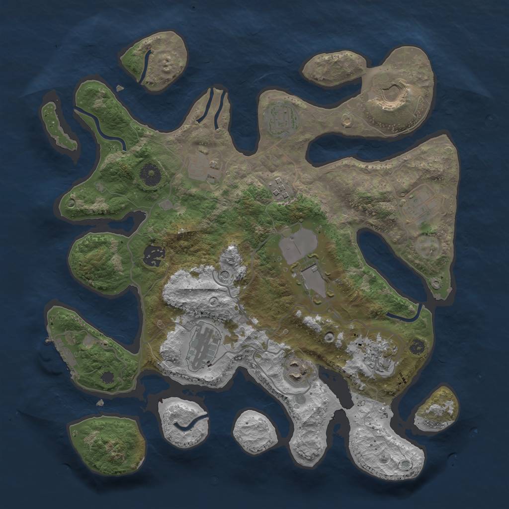 Rust Map: Procedural Map, Size: 3500, Seed: 1941191917, 14 Monuments