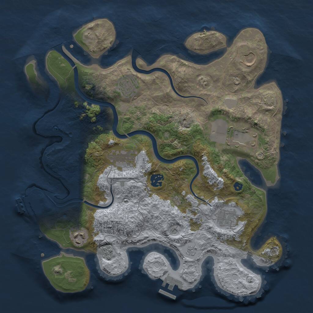 Rust Map: Procedural Map, Size: 3500, Seed: 1941191917, 14 Monuments