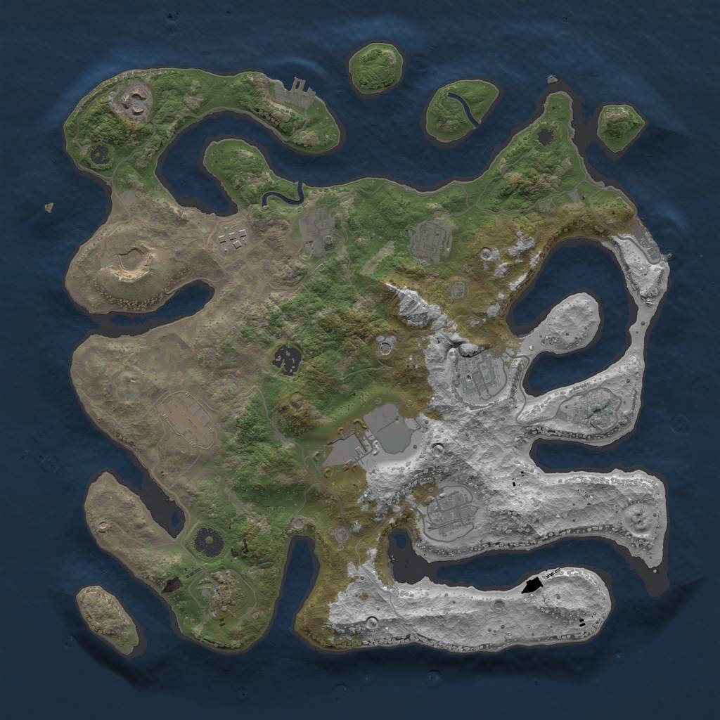 Rust Map: Procedural Map, Size: 3800, Seed: 45345453, 16 Monuments