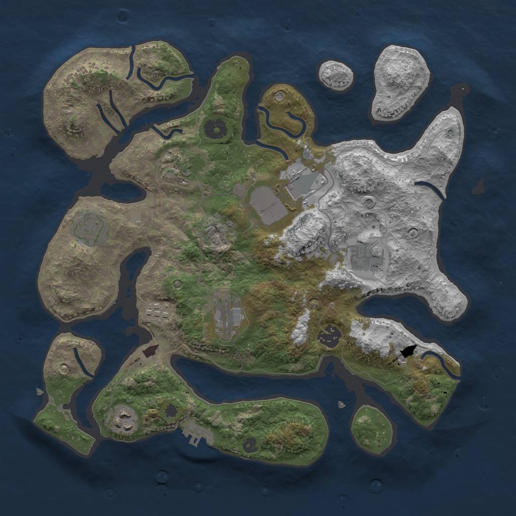 Rust Map: Procedural Map, Size: 3500, Seed: 100009818, 12 Monuments