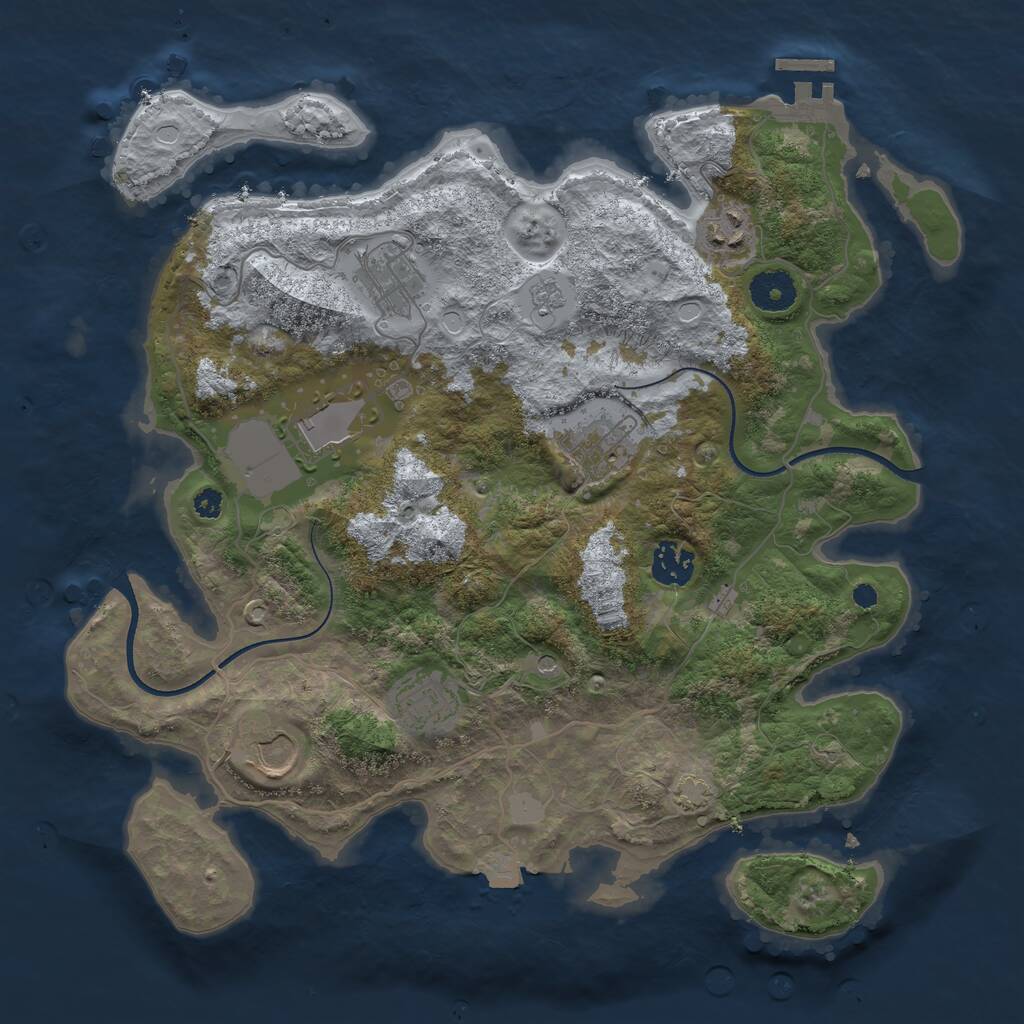 Rust Map: Procedural Map, Size: 3500, Seed: 6153910, 12 Monuments