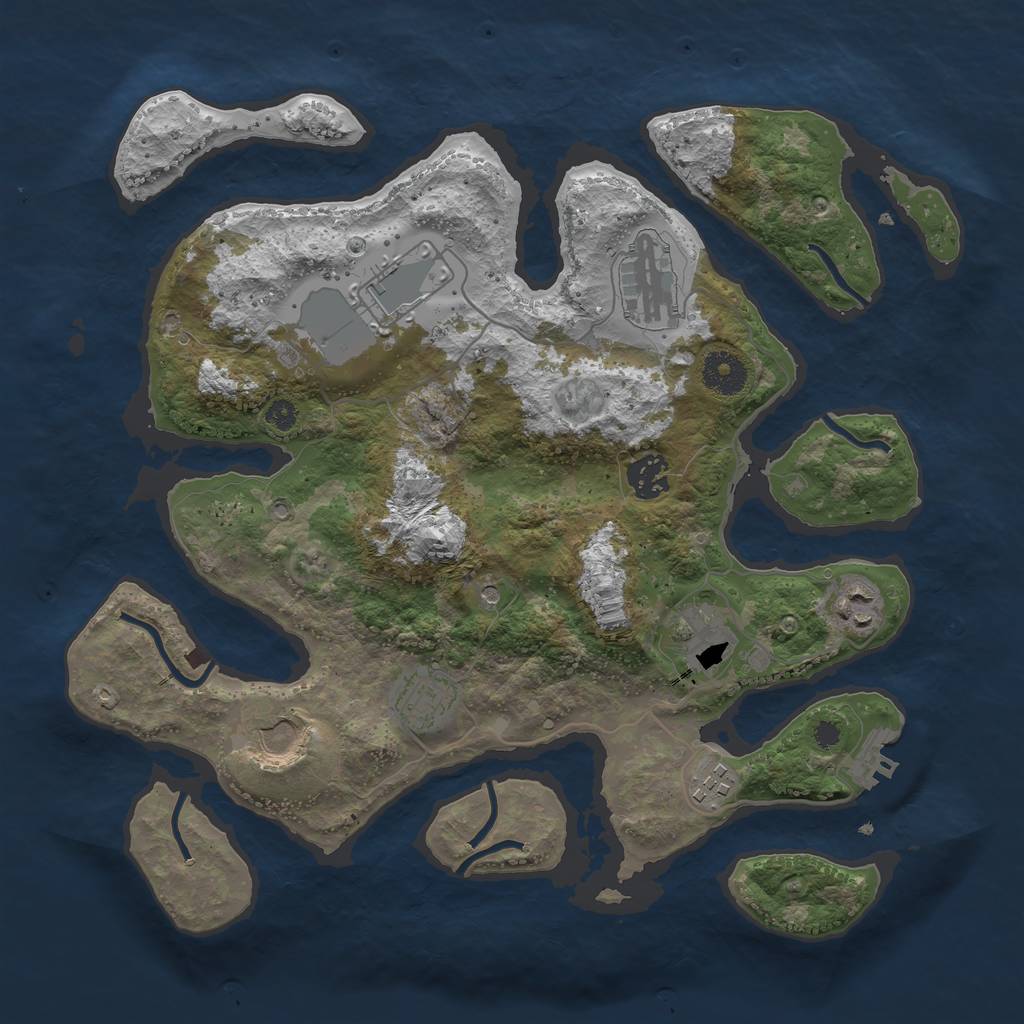 Rust Map: Procedural Map, Size: 3500, Seed: 6153910, 12 Monuments