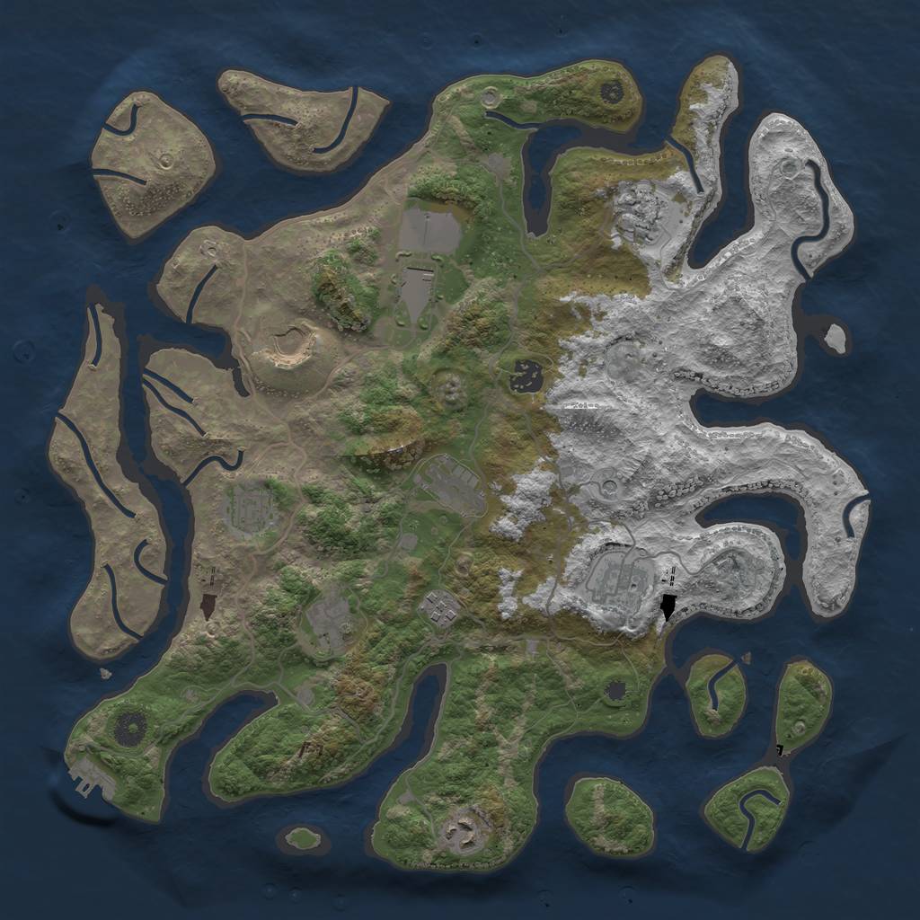 Rust Map: Procedural Map, Size: 4000, Seed: 71121, 14 Monuments