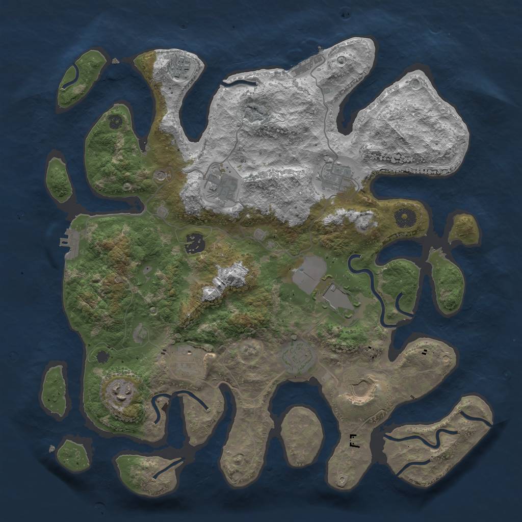 Rust Map: Procedural Map, Size: 3750, Seed: 788267041, 14 Monuments