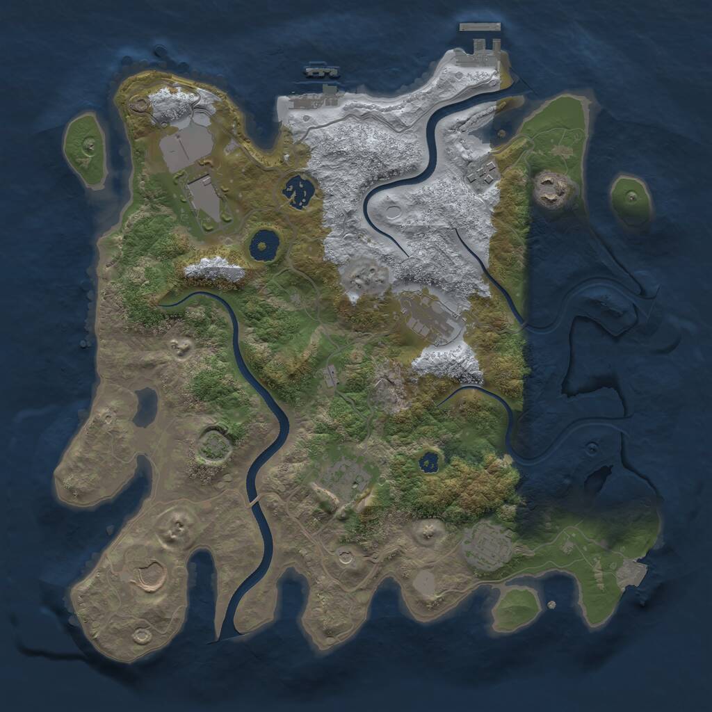 Rust Map: Procedural Map, Size: 3500, Seed: 235433276, 13 Monuments