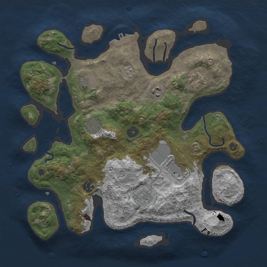Rust Map: Procedural Map, Size: 3500, Seed: 182412, 12 Monuments