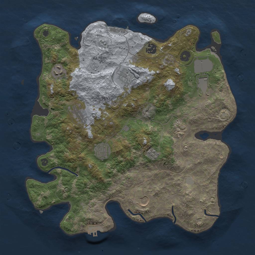 Rust Map: Procedural Map, Size: 3600, Seed: 10079557, 17 Monuments