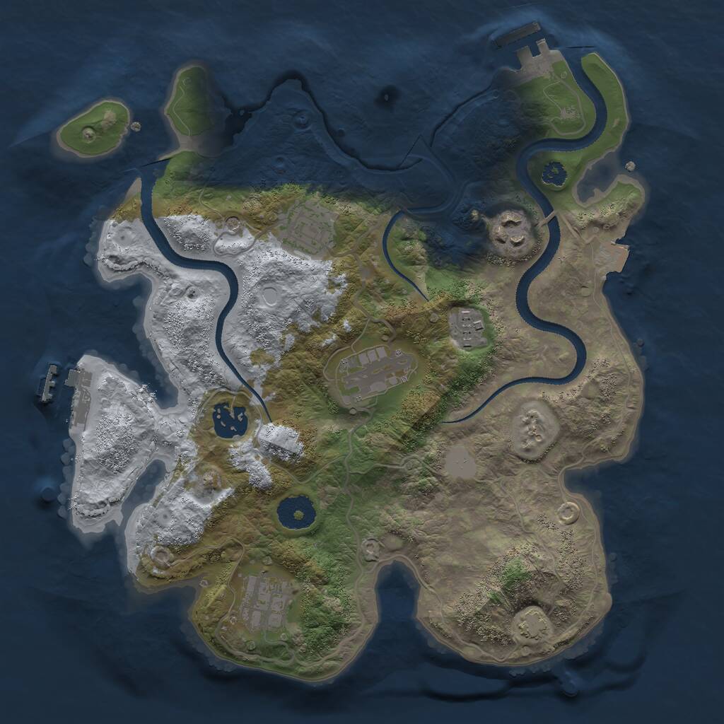 Rust Map: Procedural Map, Size: 3000, Seed: 2421994, 11 Monuments