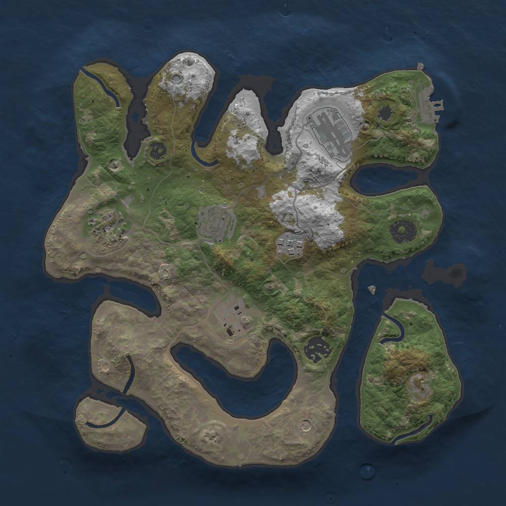 Rust Map: Procedural Map, Size: 3000, Seed: 1122439355, 10 Monuments
