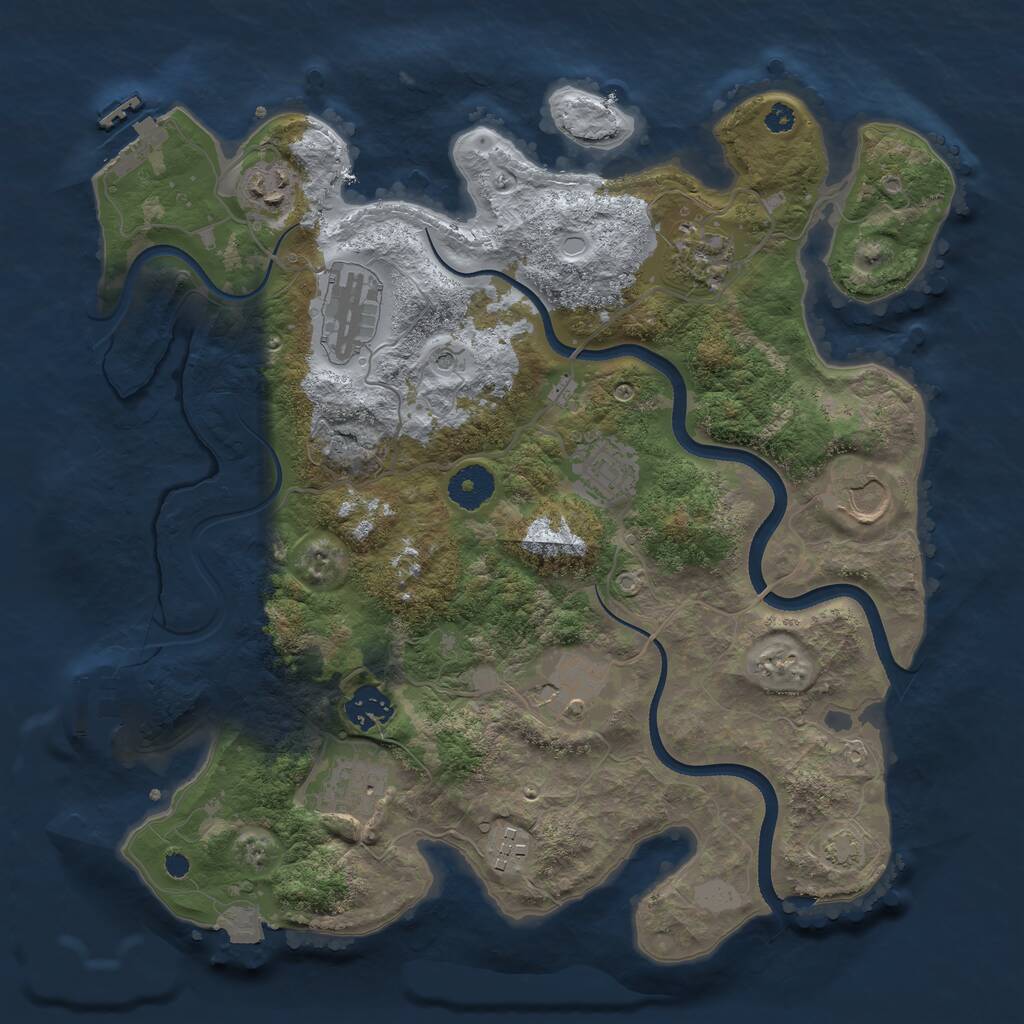 Rust Map: Procedural Map, Size: 3500, Seed: 38172311, 14 Monuments