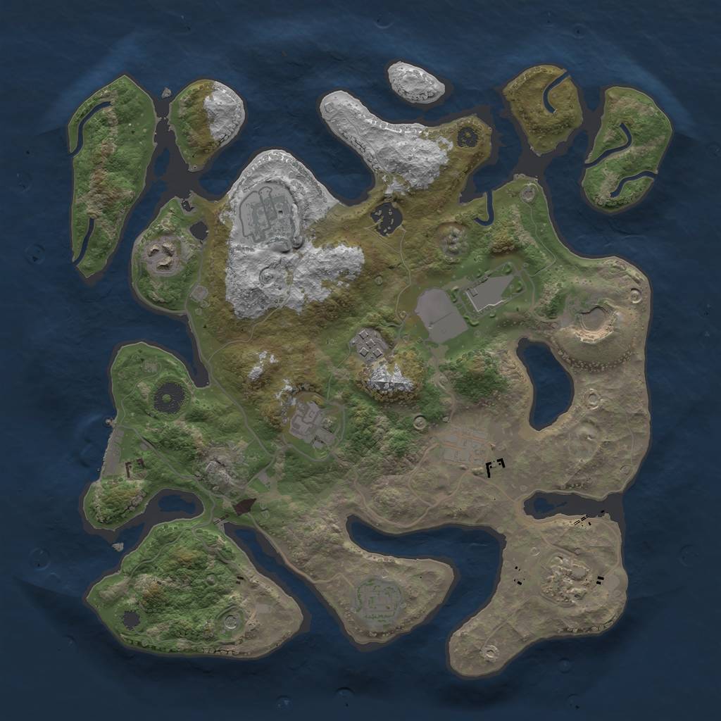 Rust Map: Procedural Map, Size: 3500, Seed: 38172311, 14 Monuments