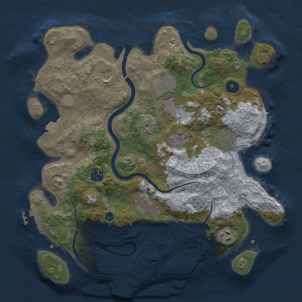 Rust Map: Procedural Map, Size: 3500, Seed: 36638159, 14 Monuments