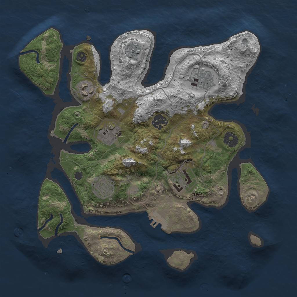 Rust Map: Procedural Map, Size: 3000, Seed: 13370, 10 Monuments