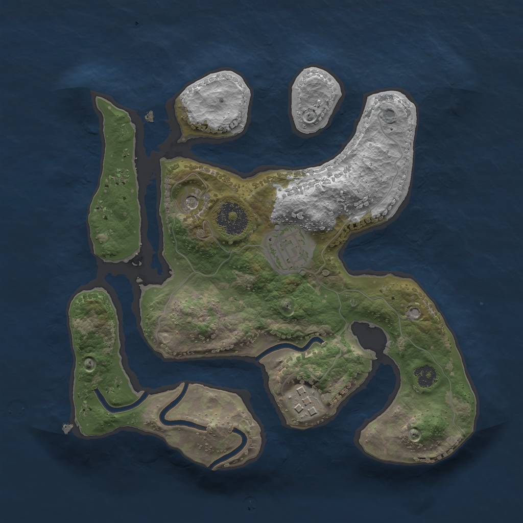 Rust Map: Procedural Map, Size: 2500, Seed: 18475, 5 Monuments