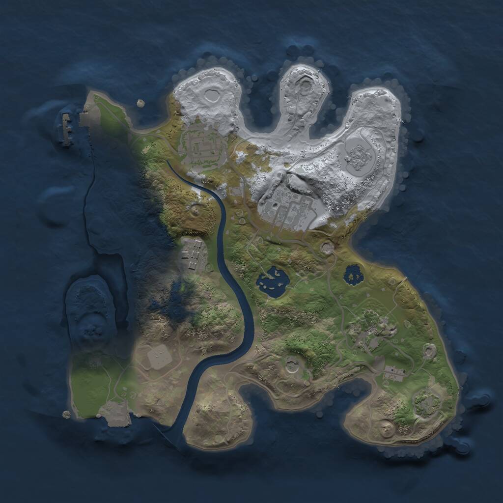Rust Map: Procedural Map, Size: 2500, Seed: 18475, 10 Monuments